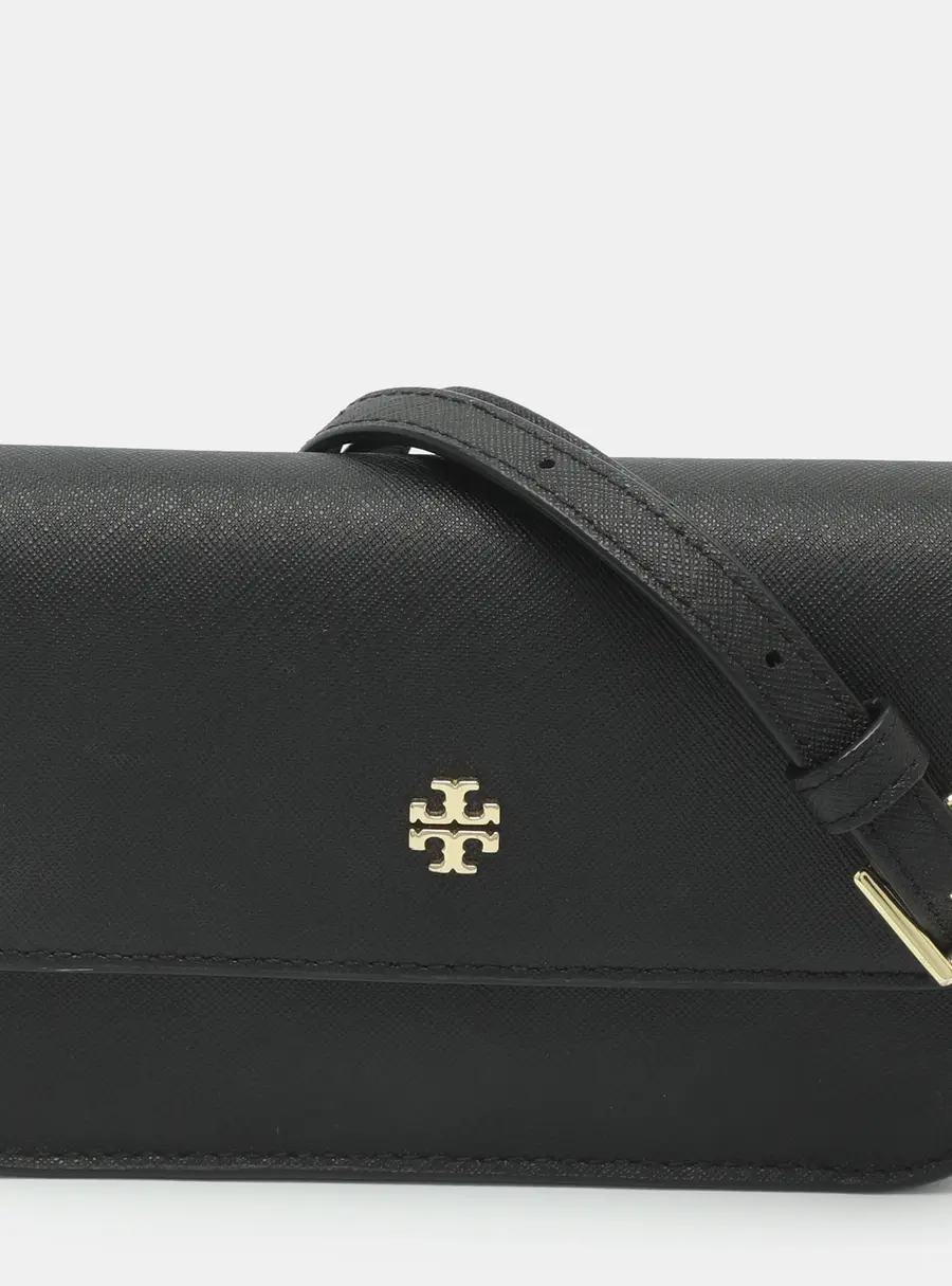 Tory Burch Emerson Black Saffiano Leather Convertible Crossbody Bag