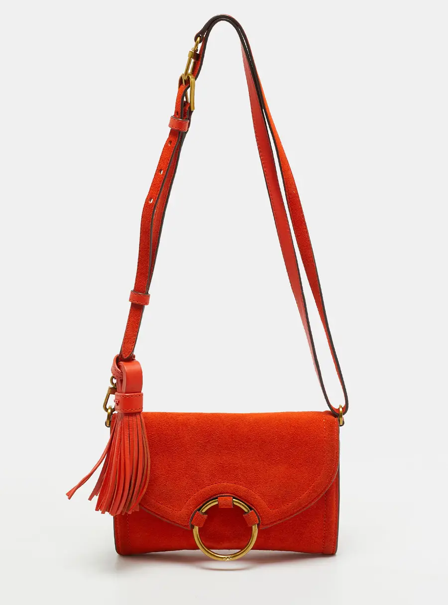 Tory Burch Tassel Orange Suede Crossbody Bag