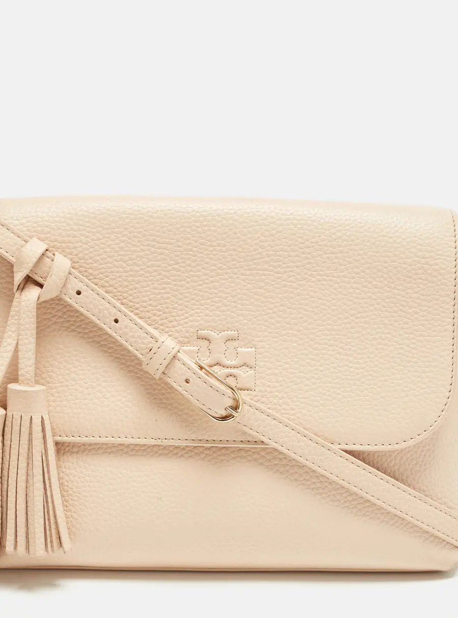 Tory Burch Thea Peach Leather Messenger Bag