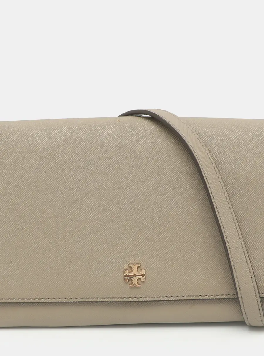 Tory Burch Grey Leather Wallet On Chain