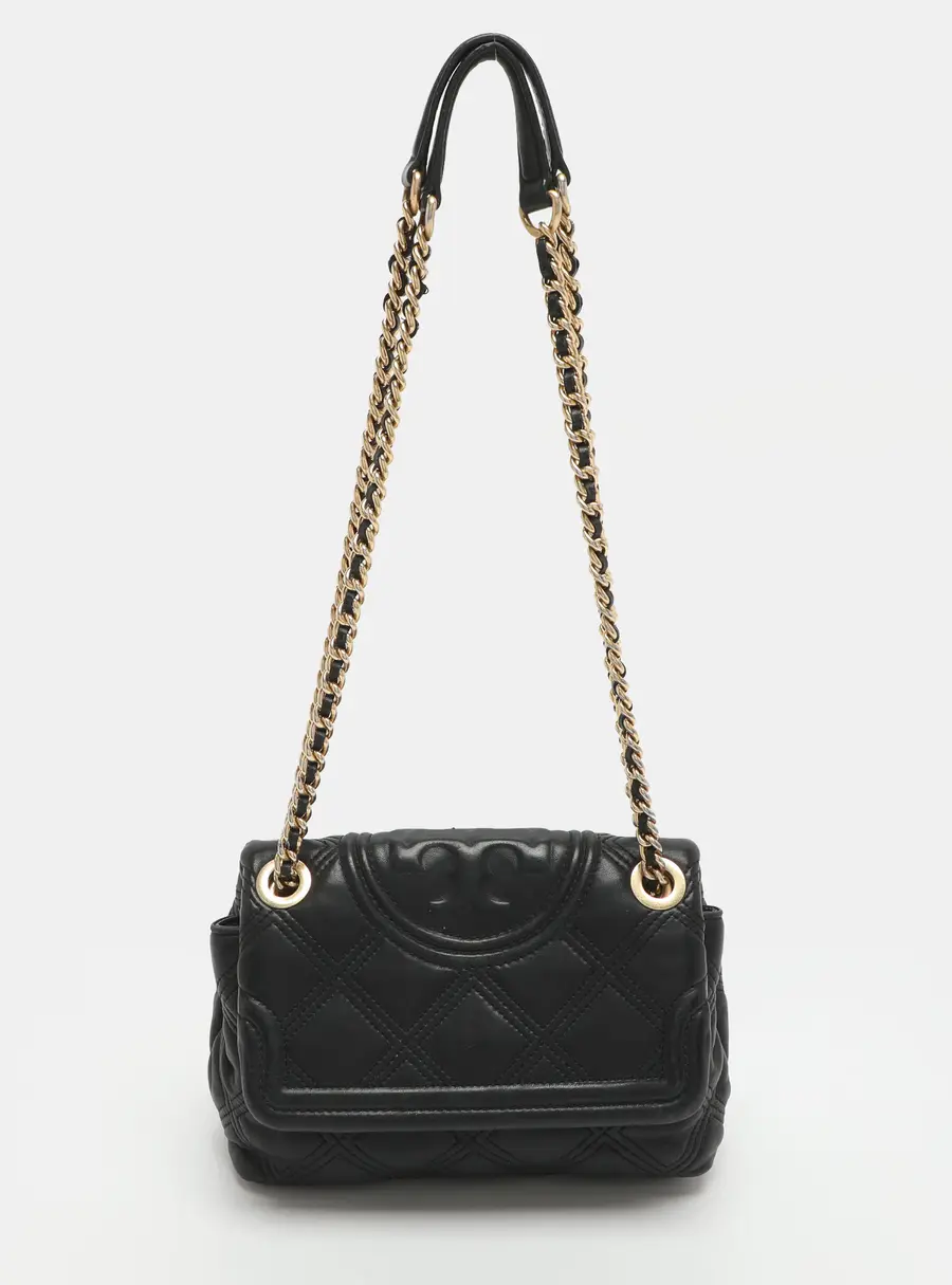 Tory Burch Fleming Black Soft Leather Shoulder Bag