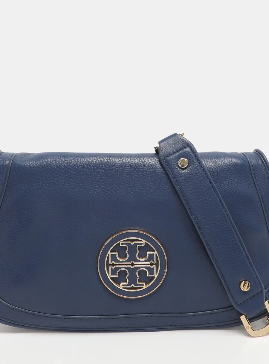 Tory Burch Amanda Blue Leather Shoulder Bag