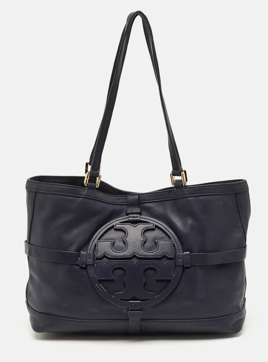 Tory Burch Holly East West Navy Blue Leather Tote