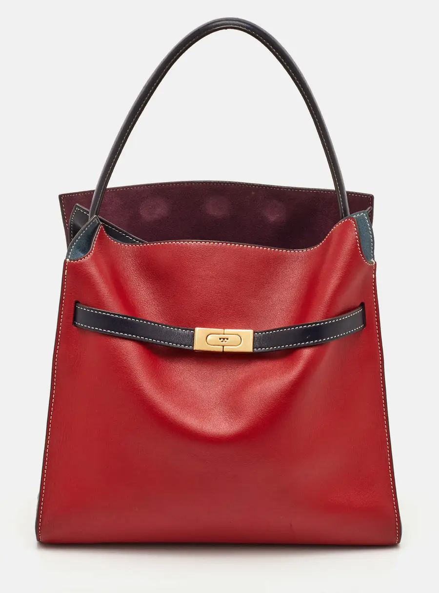 Tory Burch Lee Radziwill Red/Blue Leather and Suede Double Bag