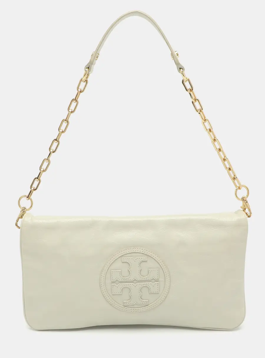 Tory Burch Reva White Leather Clutch