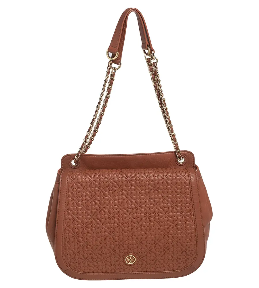 Tory Burch Brown Leather Flap Shoulder Bag