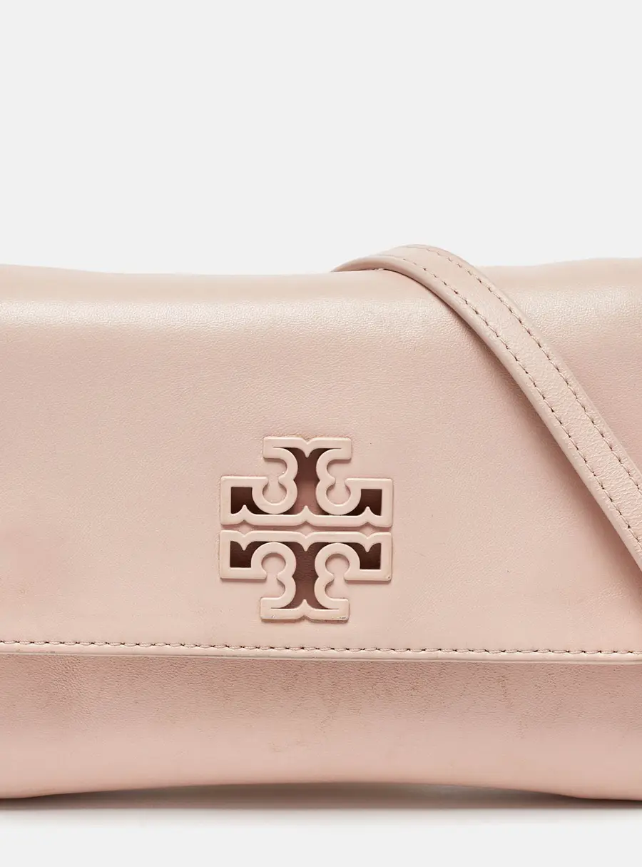 Tory Burch Pink Leather Britten Flap Crossbody Bag