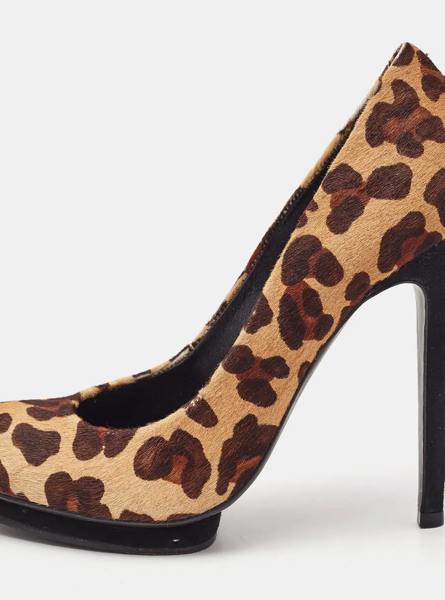 Tory Burch Brown Leopard Print Round Toe Pumps Size 40.5