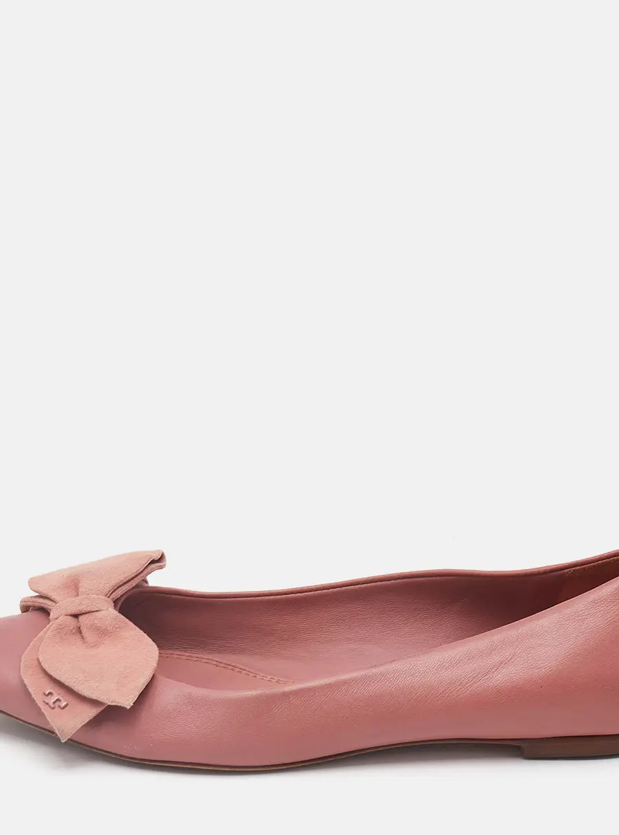 Tory Burch Pink Leather Bow Ballet Flats Size 38.5