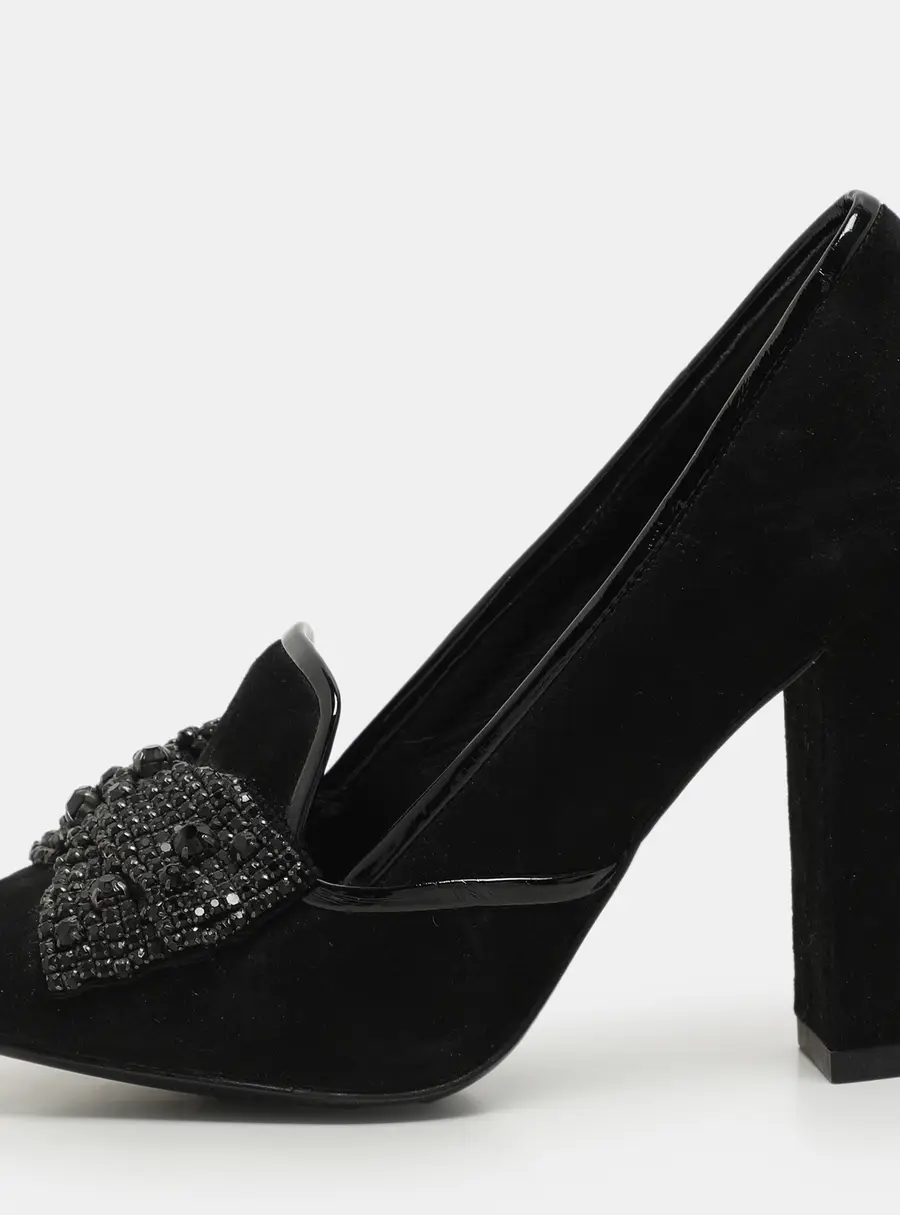Tory Burch Black Suede Carissa Bow Embellished Pumps Size 36