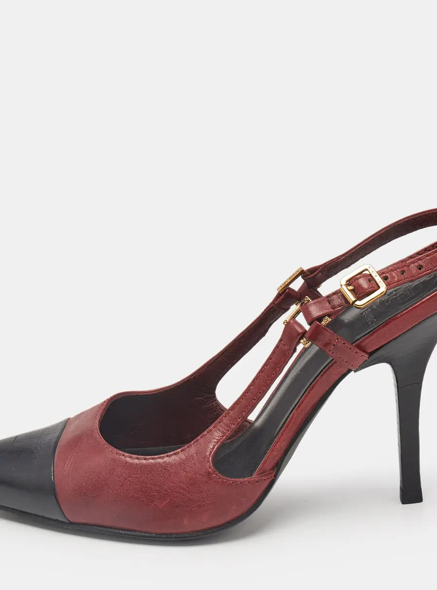 Tory Burch Black/Red Leather Slingback Pumps Size 39