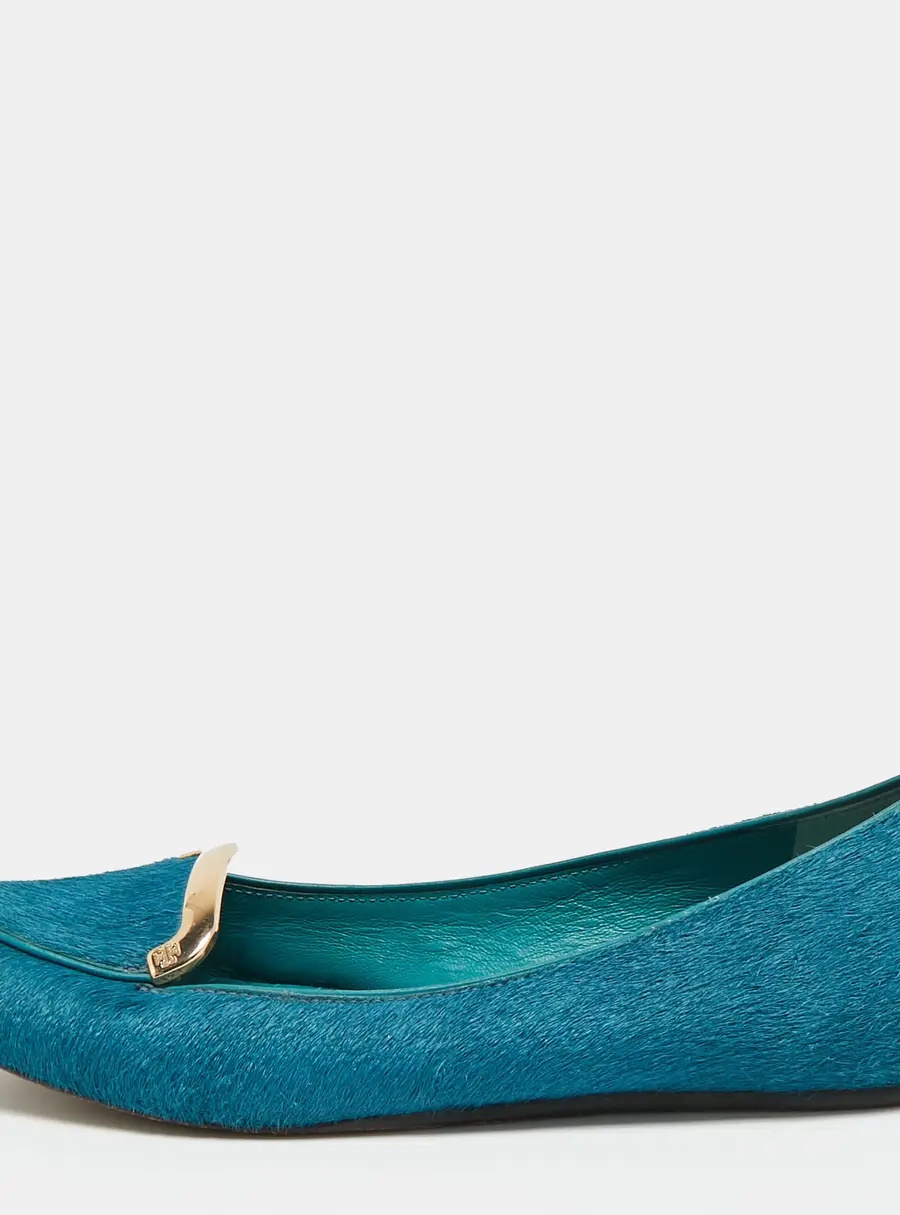 Tory Burch Size 36.5 Blue Calf Hair Ballet Flats