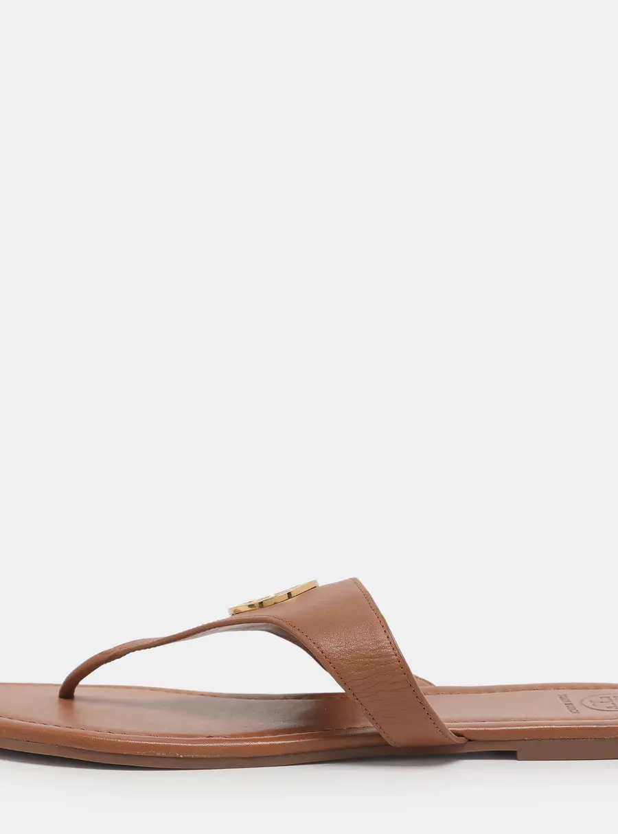 Tory Burch Brown Leather Benton Thong Flats Size 41