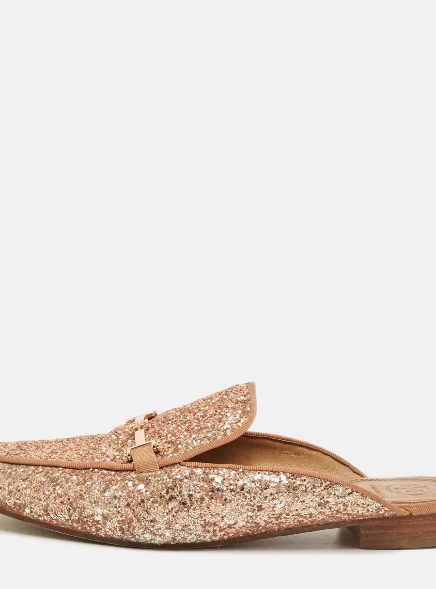 Tory Burch Gold Glitter Amalia Mules Size 39