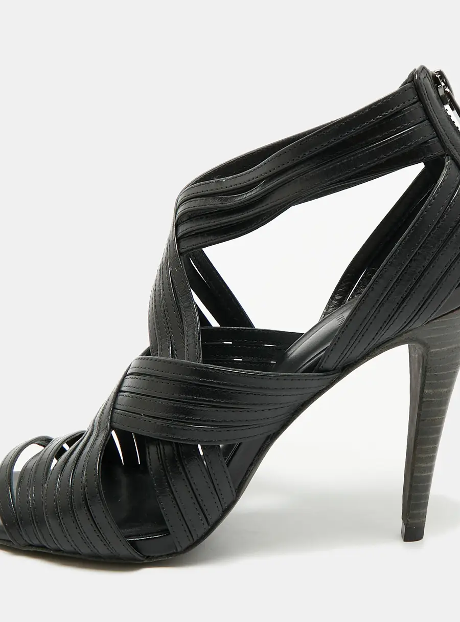 Tory Burch  Size 38 Black Leather Strappy Caged Sandals