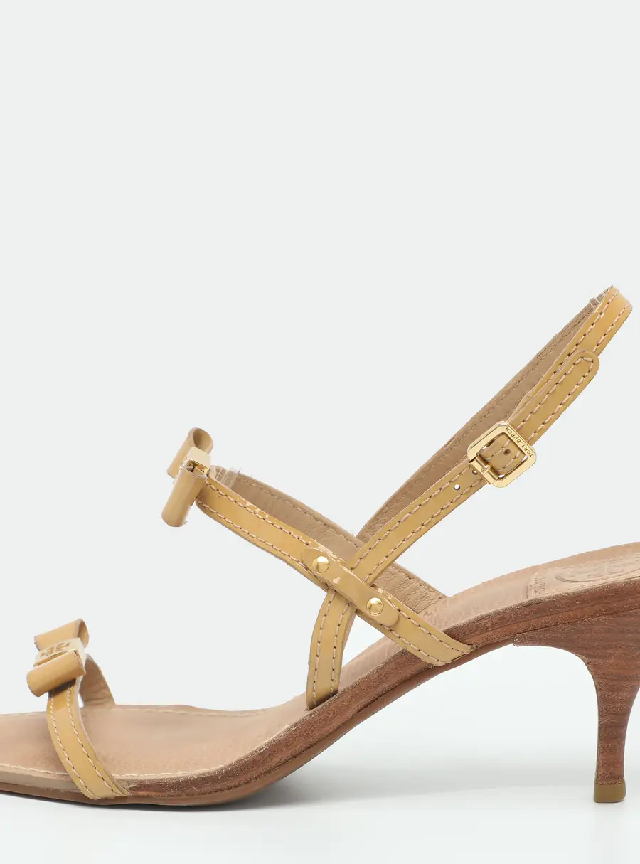 Tory Burch Kailey Size 38.5 Beige Patent Leather Slingback Sandals