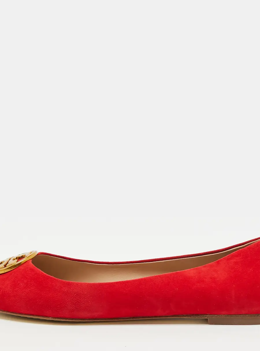 Tory Burch Chelsea Size 37 Red Suede Ballet Flats