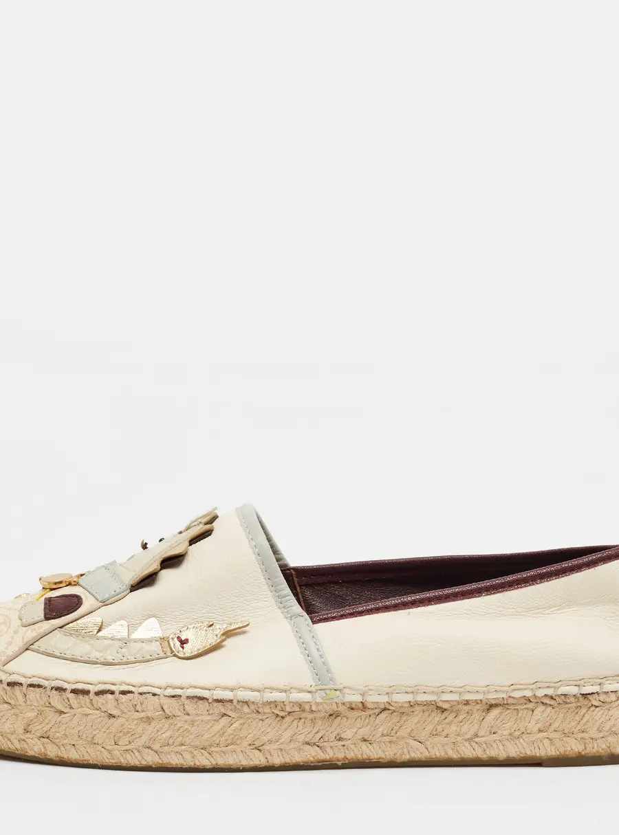 Tory Burch No Style Size 39 Multicolor Canvas and Leather Espadrille Loafers