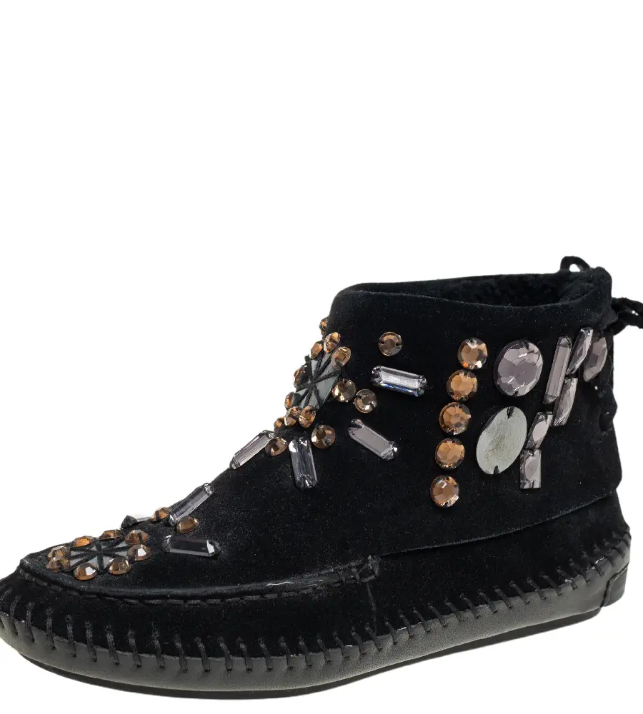 Tory Burch Black Suede Embellished Booties Size 36