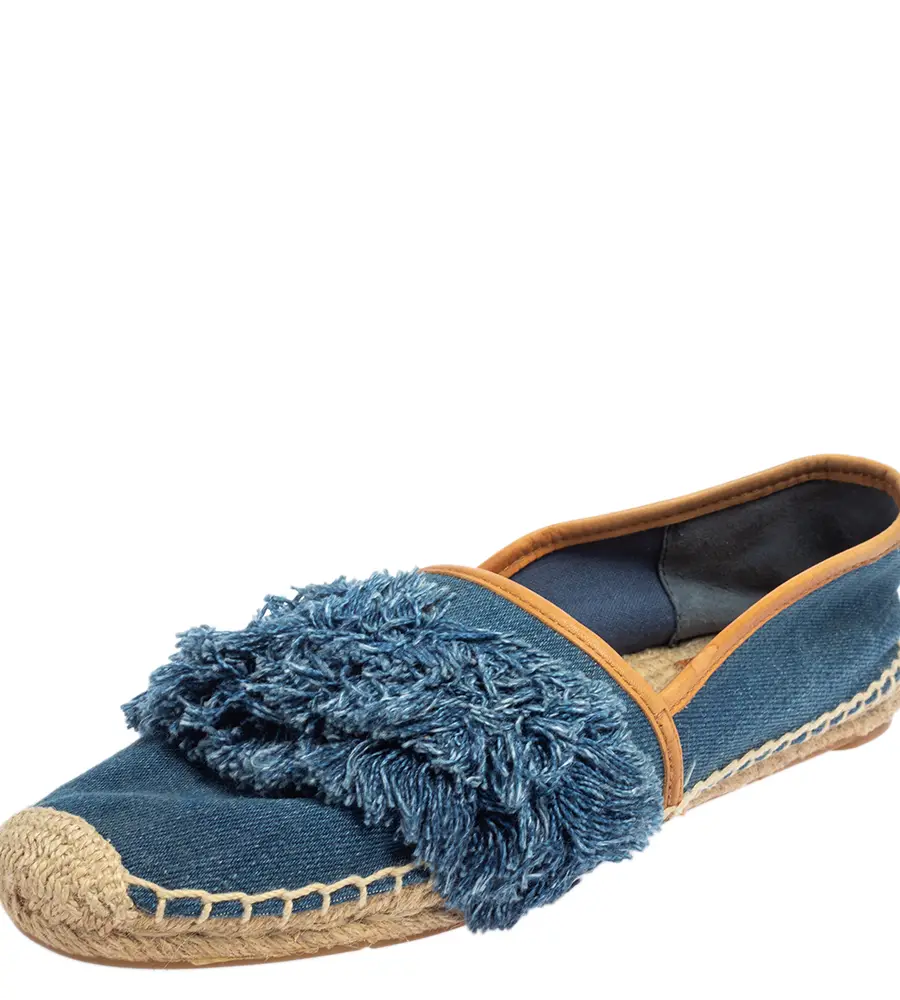 Tory Burch Blue Denim Shaw Espadrille Flats Size 40.5