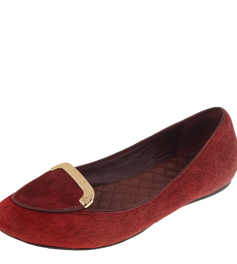 Tory Burch Red Calf Hair Ballet Flats Size 36.5
