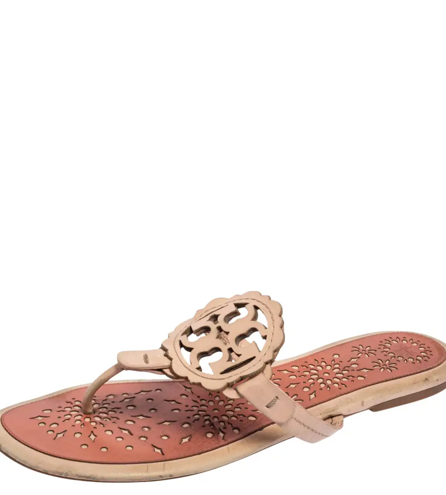 Tory Burch Pink Leather Mini Miller Thong Flat Sandals Size 41