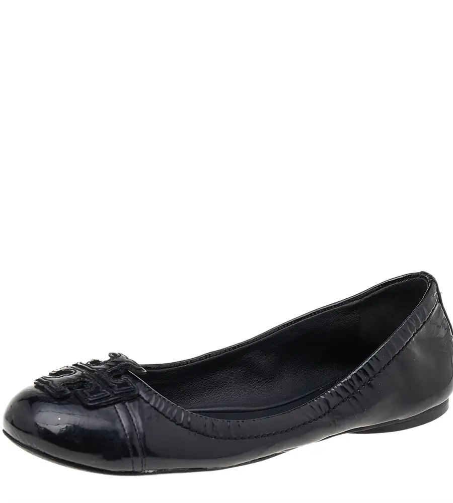 Tory Burch Size 35 Black Patent Leather Ballet Flats