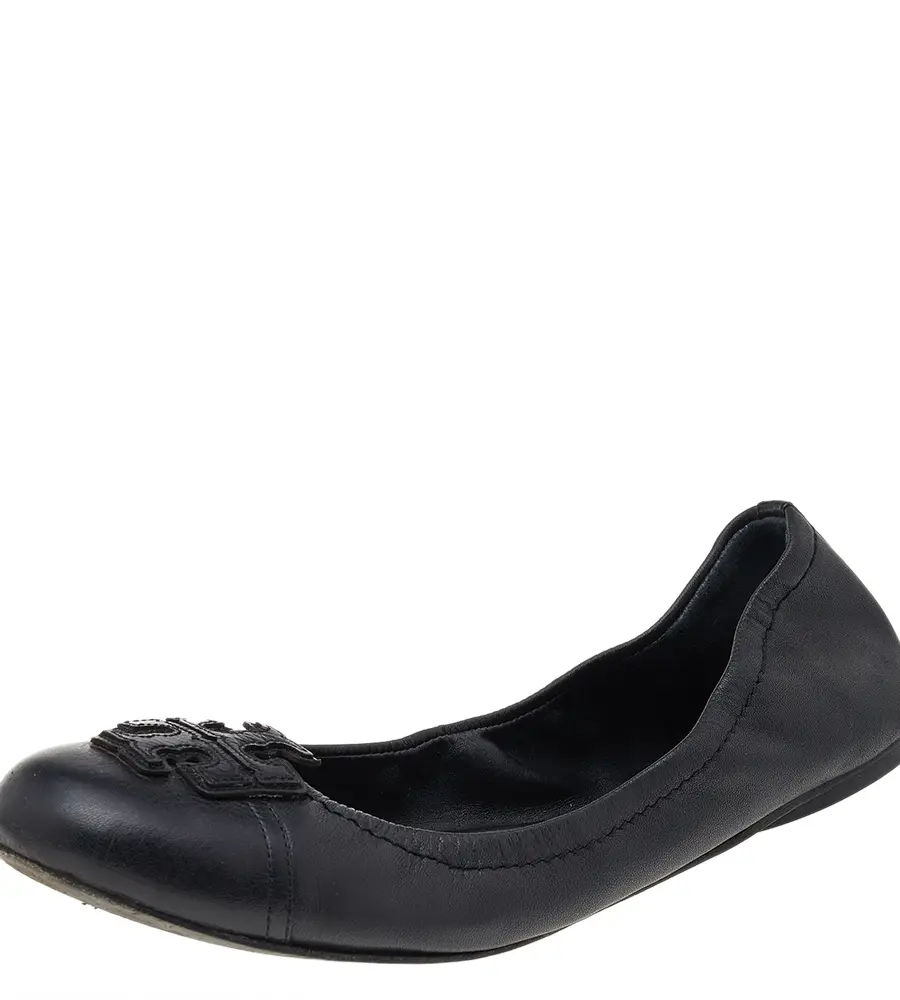 Tory Burch Black Leather Ballet Flats Size 39.5