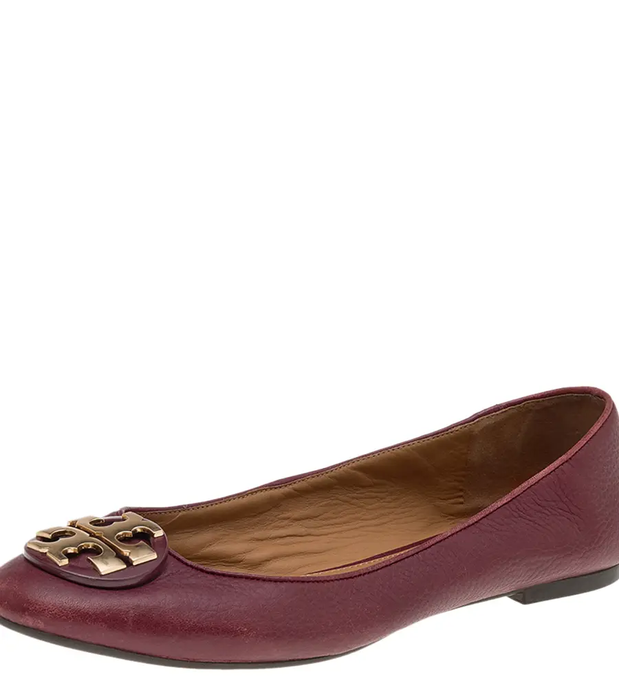 Tory Burch Burgundy Leather Ballet Flats Size 39.5
