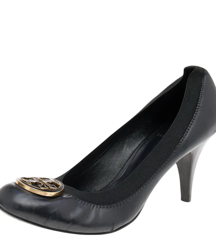 Tory Burch Black Leather And Elastic Caroline Pumps Size 40