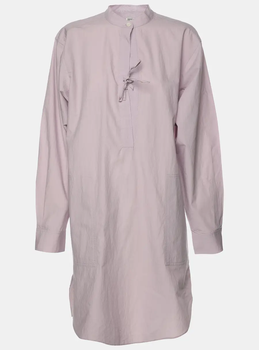 Toteme Purple Cotton High Neck Poplin Tunic Mini Dress XXS