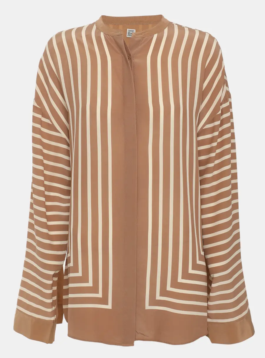 Toteme Brown/White Stripe Silk Blouse S