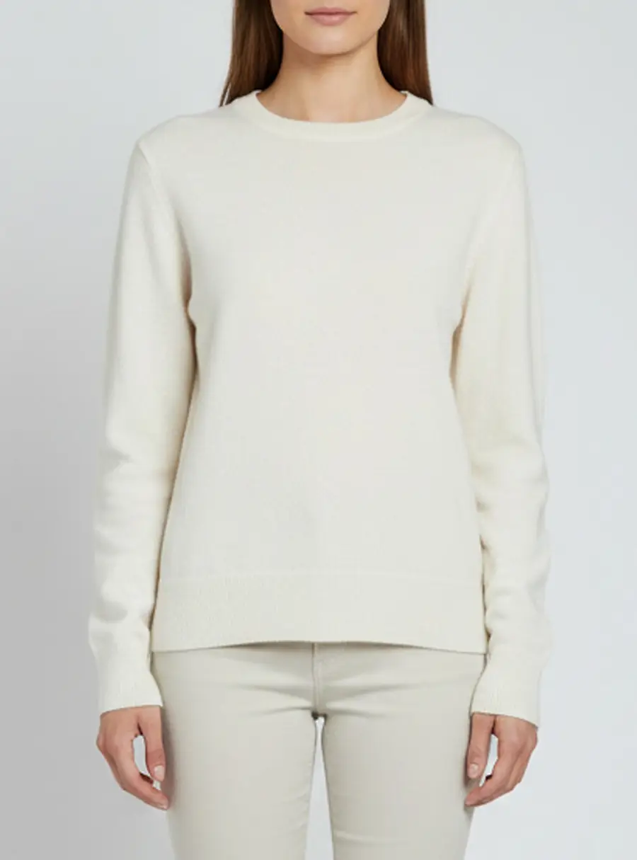 Toteme Cream Cashmere Knit Crew Neck Sweater M
