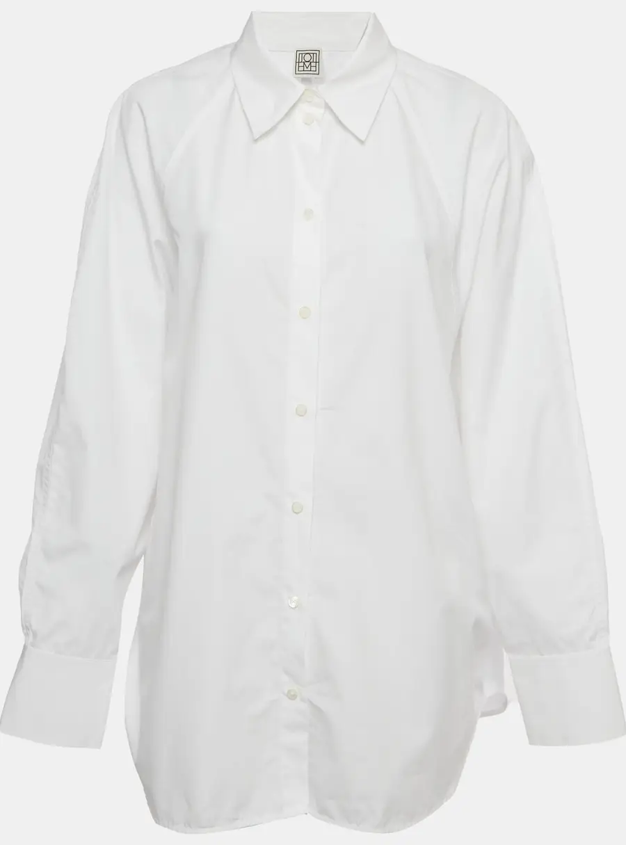 Toteme White Cotton Raw Raglan Oversized Shirt M