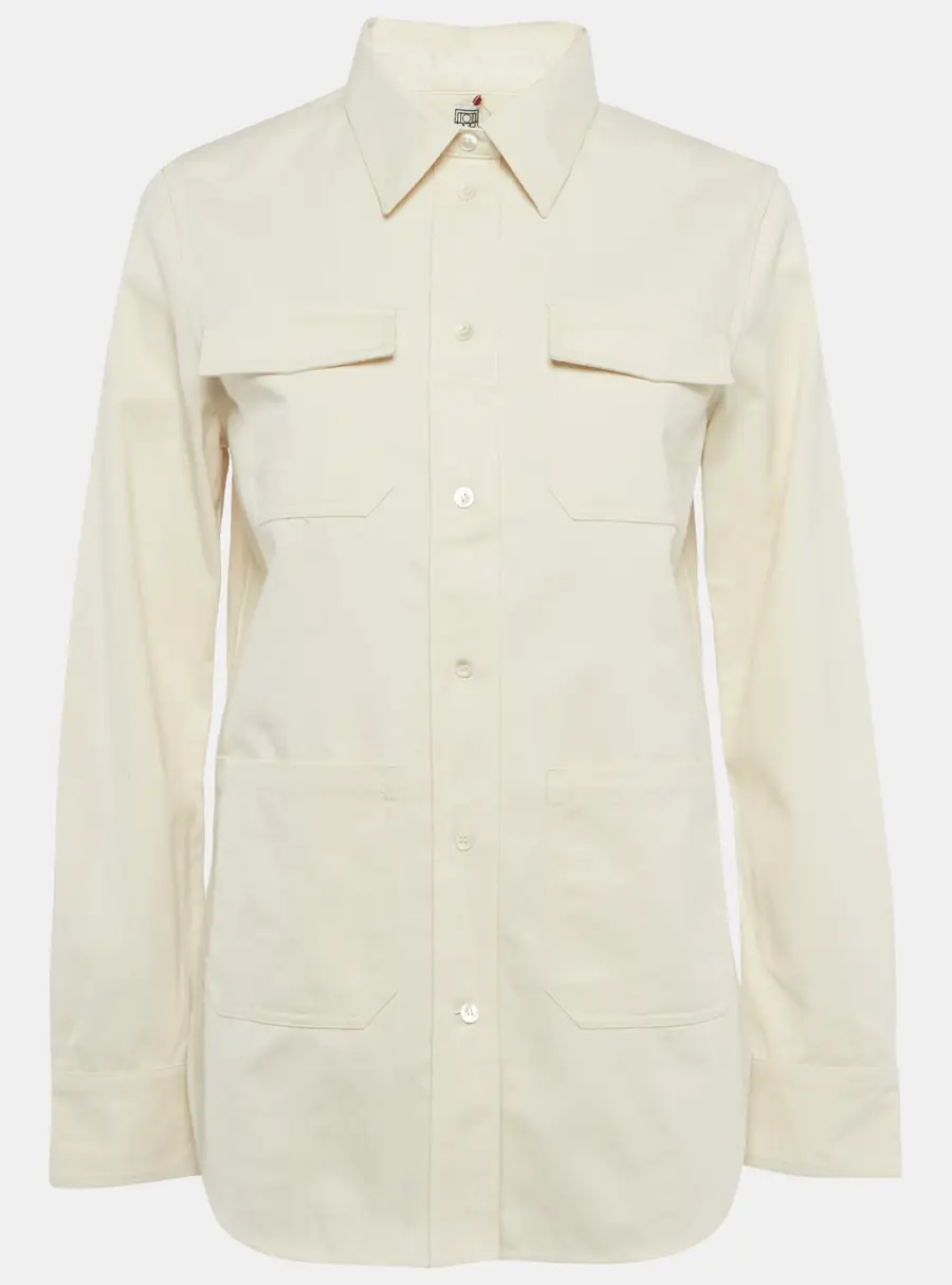 Toteme Beige Organic Cotton Patch Pocket Shirt S