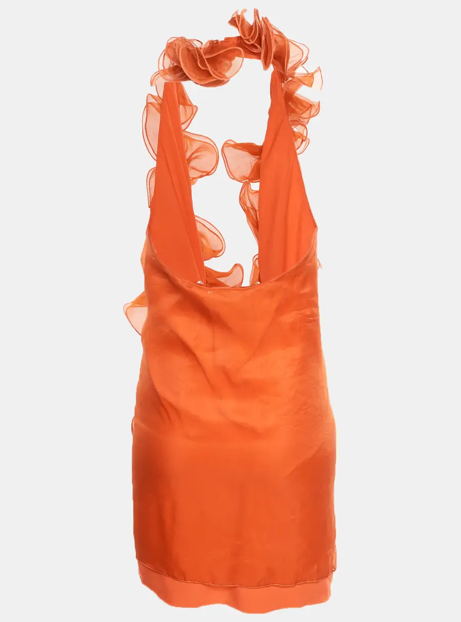 Valliant Orange Organza Ruffle Neck Top M
