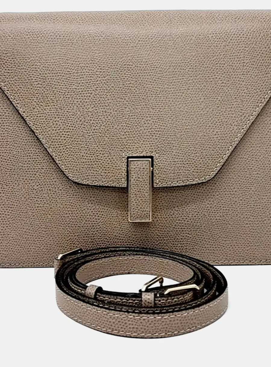 Valextra Beige Leather Isis Clutch and Shoulder Bag