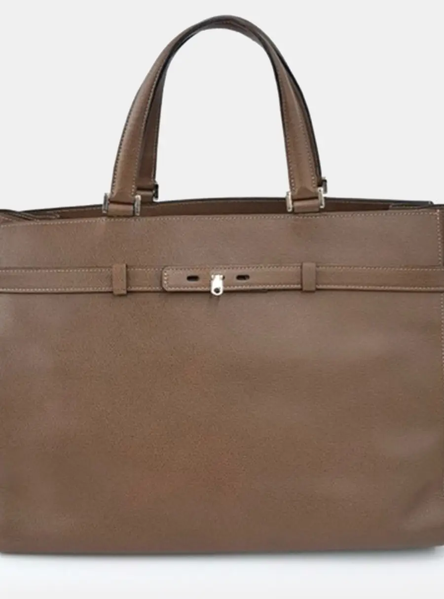 Valextra Brown Leather B-Cube Tote Bag