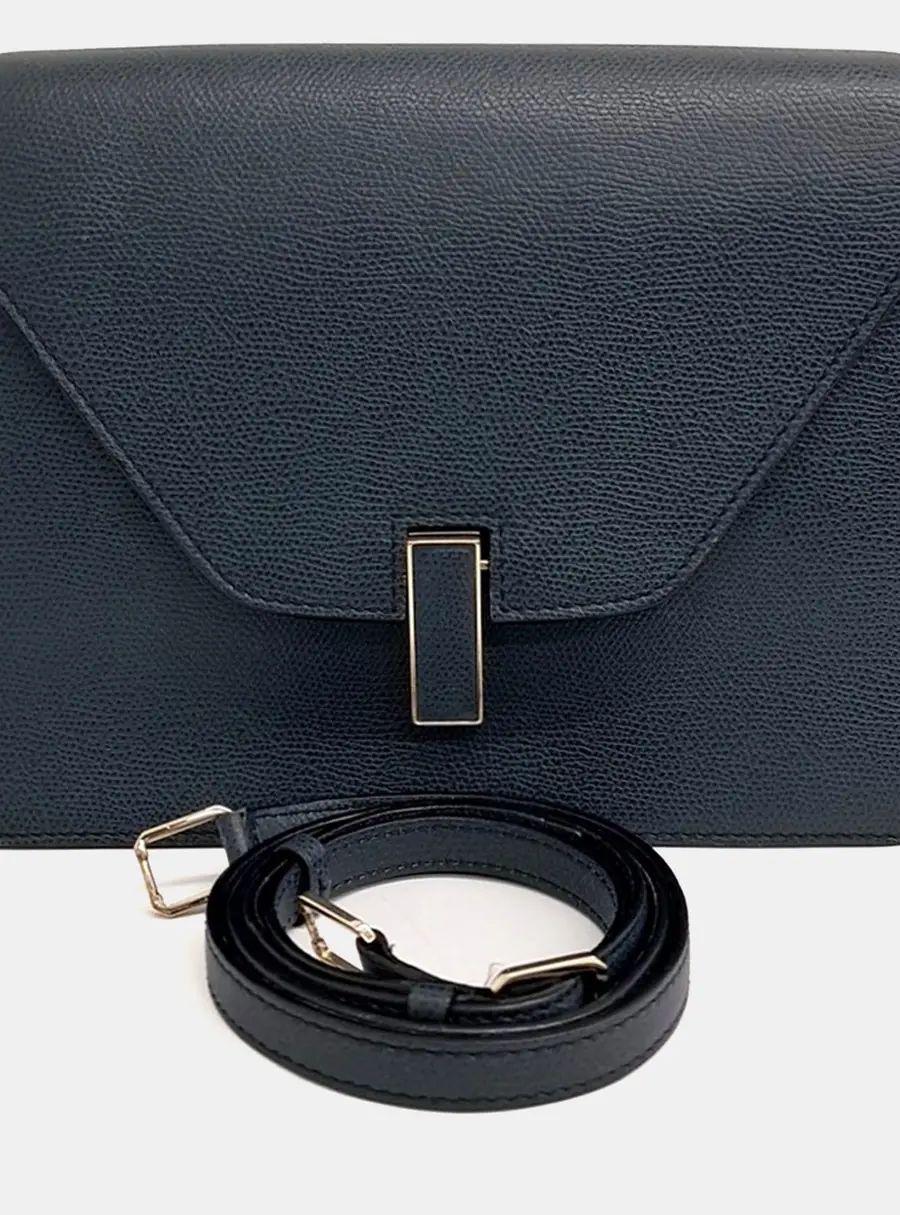 Valextra Leather Teal Isis Clutch and Shoulder Bag