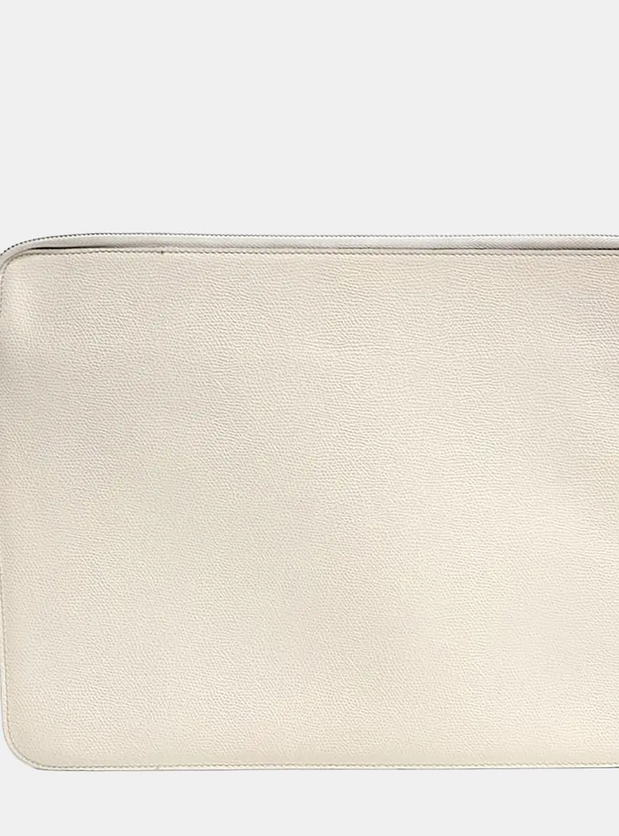 Valextra Leather Ivory Clutch Bag