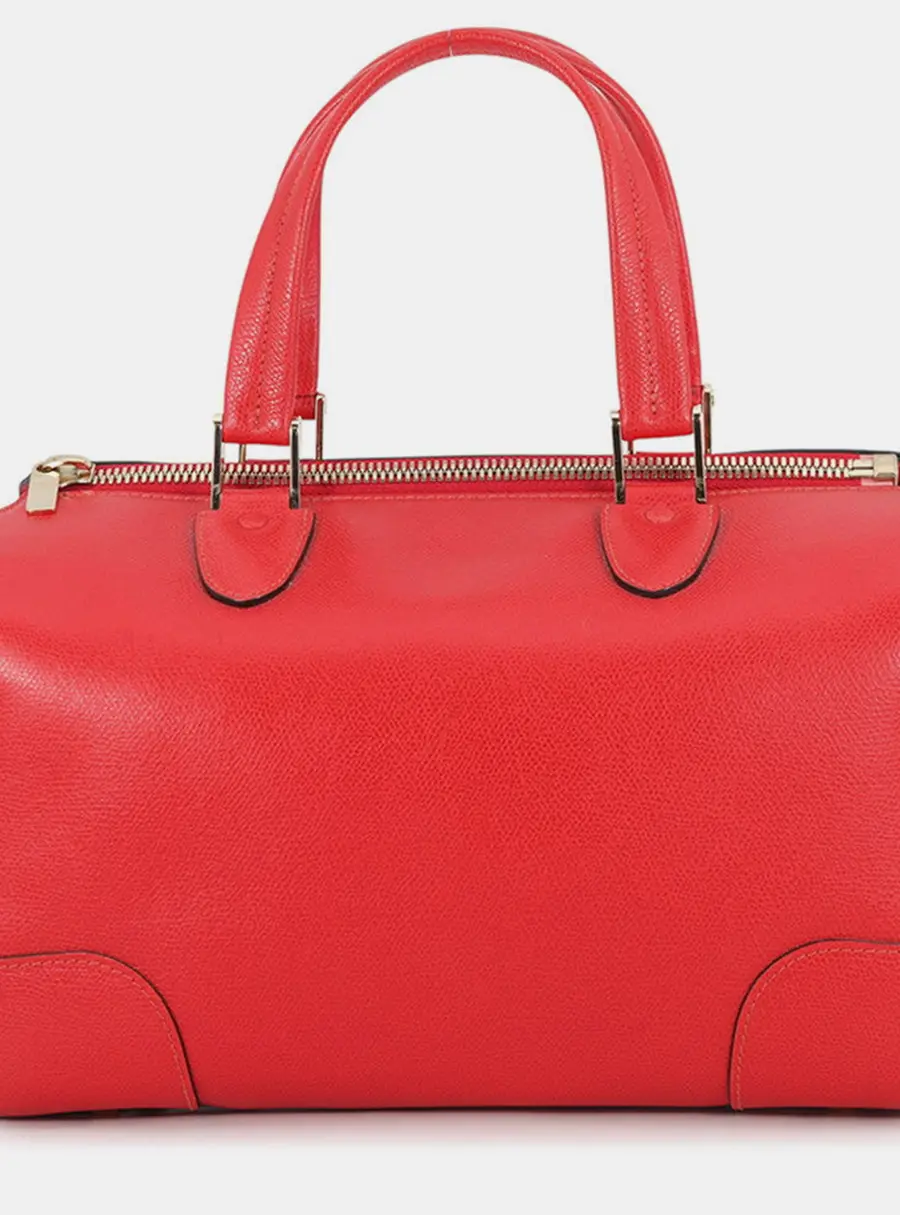Valextra Babila Small Red Leather Top Handle Bag