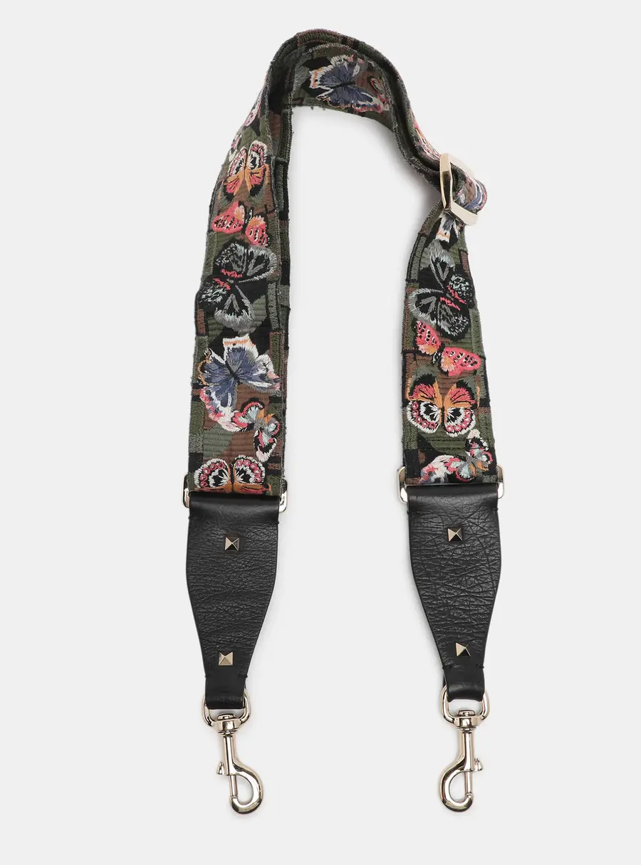 Valentino Bag Shoulder Strap Multicolor Fabric and Leather
