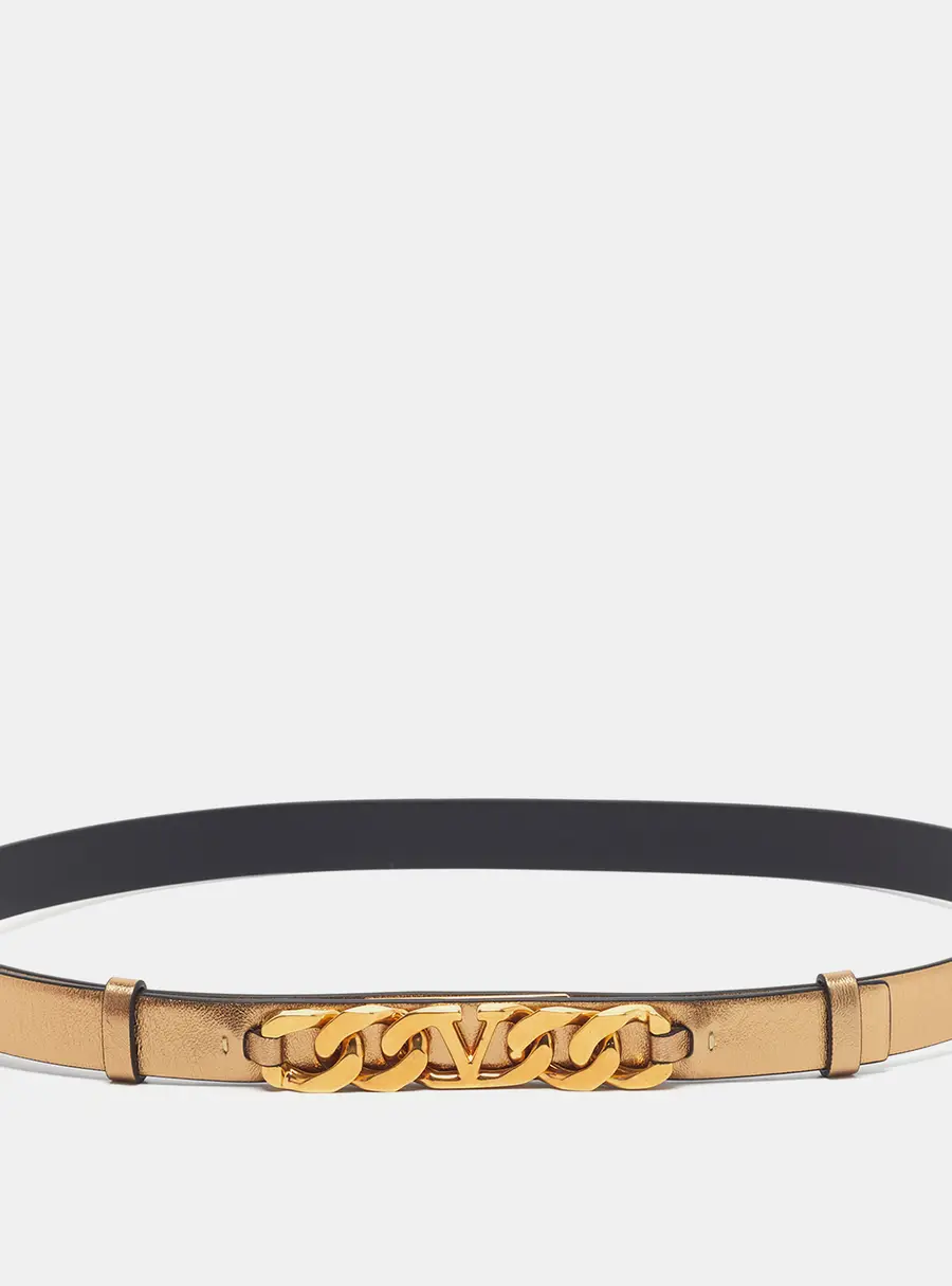 Valentino VLogo Chain 85CM Waist Belt Gold Leather