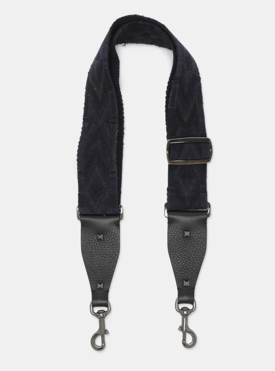 Valentino Navy Blue Chevron Jacquard Bag Shoulder Strap