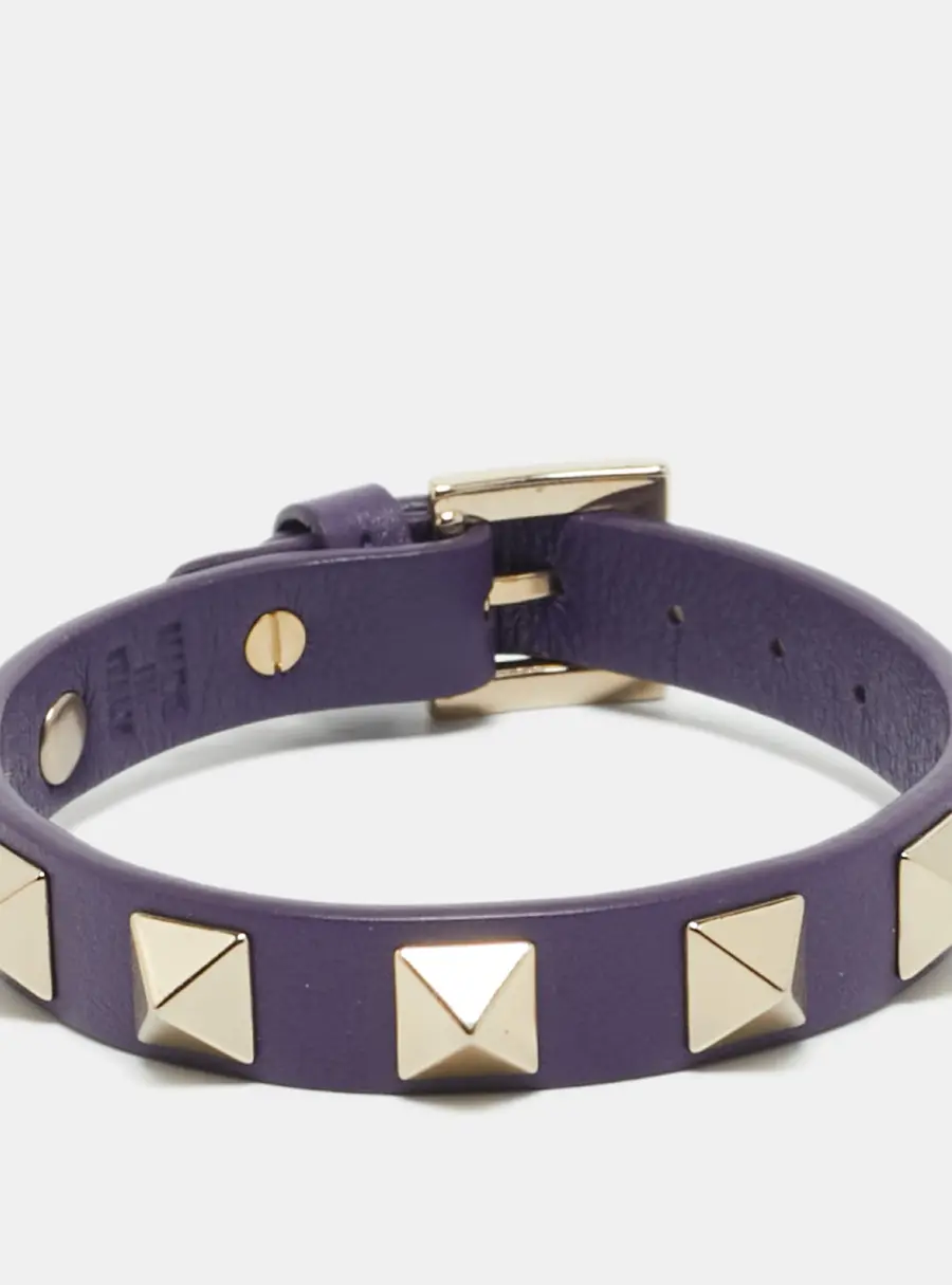 Valentino Rockstud Purple Leather Gold Tone Bracelet
