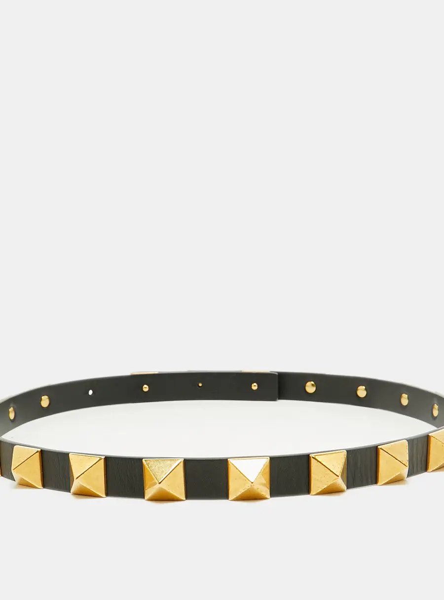Valentino Rockstud 75 CM Slim Belt Black Leather
