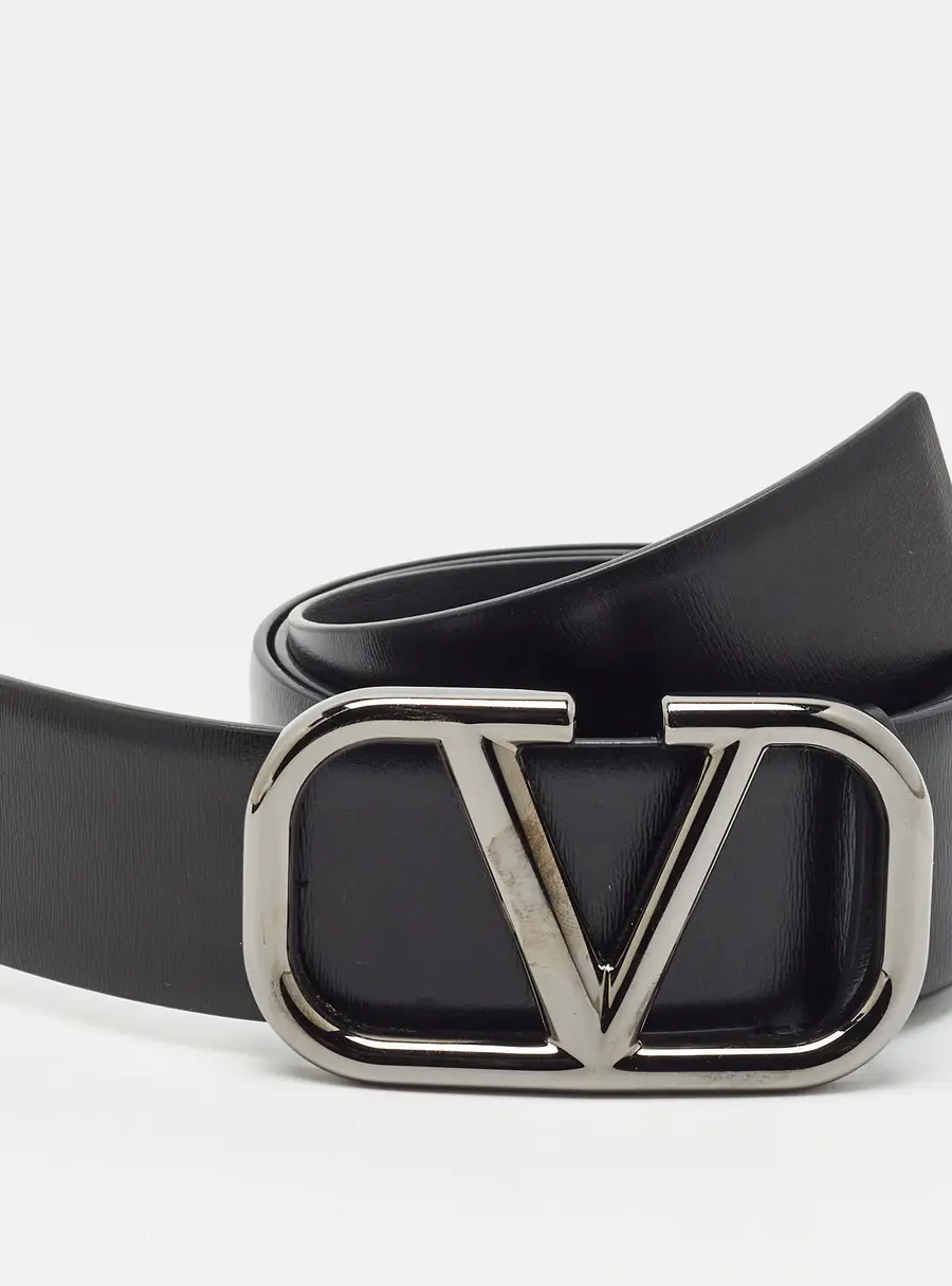 Valentino VLogo Belt 90CM Black Leather