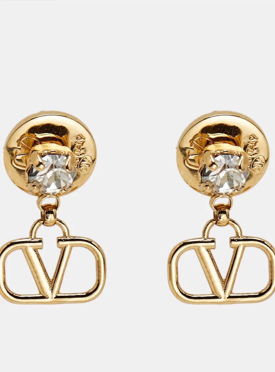 Valentino VLogo Crystals Gold Tone Earrings