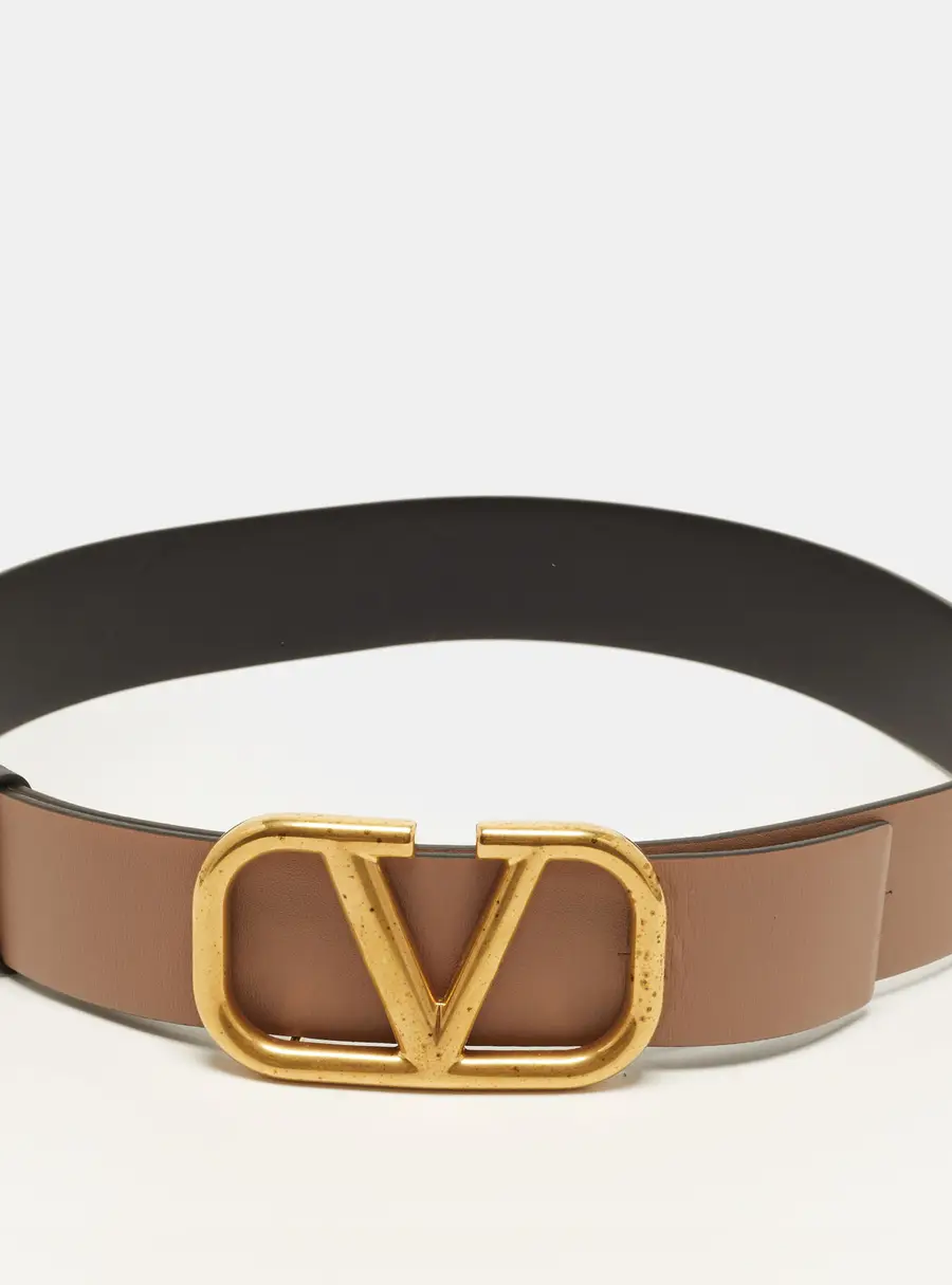 Valentino VLogo 75 CM Reversible Buckle Belt Beige/Black Leather