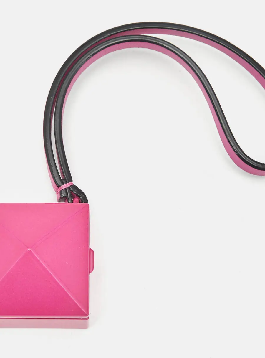 Valentino Rockstud Bag Charm Pink Leather
